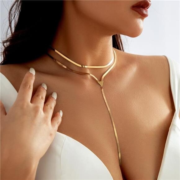 ✨ Trendy Chunky Snake Chain Necklace – 14K Gold or Silver Plated - Picture 2 of 4